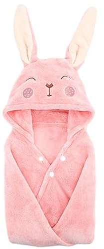 Daelesr Badeponcho mit Kapuze für Kinder, Poncho Handtuch Kleinkind New Born Baby Towel 85 x 150cm, Baby Badetücher für Jungen Mädchen (Rosa Kaninchen)