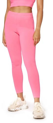 Bellivalini Leggings Longs Femmes Néon Fluo des Années 80 Sport Fête Gym BLV50-293 (Rose, L)