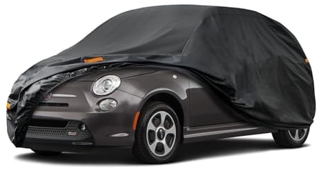 Kayme Autoplane Wasserdicht Atmungsaktiv für FIAT 500 (2010-2025), 7 Schichten Vollgarage Autoabdeckung für Regen Sonne Staub Schutz Verkratzt, Autoabdeckung mit Reflektierenden Streifen.