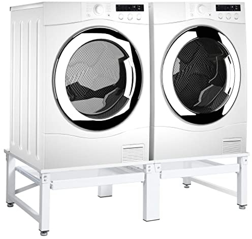 Homgoday Halterung für Waschmaschine und Trockner mit ausziehbarer Ablage, weiß, Möbel für Haus, Innen- und Außenbereich, Wohnzimmer, Schlafzimmer