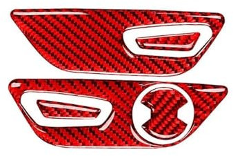 Innenleisten Auto Sitz Einstellung Taste Dekor Abdeckung Trim Aufkleber Auto Innen Zubehör Für Mus&Tang GT 2005-2021 (Farbe : Rot, Größe : LHD)