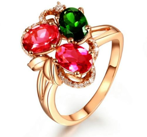 Gu Feng Bague en pierre précieuse de couleur imitation Tourmaline réglable