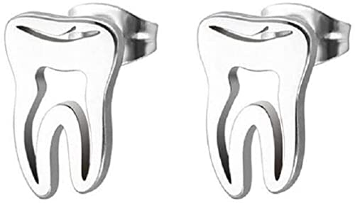 1 paar nette Ohrring für Frauen Schmuck Geschenk Zubehör Punk Edelstahl Zahn Ohrstecker asymmetrische Ohrstecker Arzt Krankenschwester Zubehör (Silber) Nizza verarbeitet