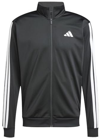 adidas Men's 3 STRIPES TRICOT REGULAR TRACK TOP, black, L