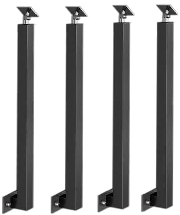 Geländer Treppengeländer Treppengeländerpfosten Für Innenräume Mit Verstellbaren Halterungen, Schwarze Eisengeländerstäbe Für Treppen Und Podeste, Kommerziell Konstruktion Korridor (Color : 4 Pack,