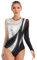 inlzdz Eiskunstlauf Body Damen Turnanzug Gymnastikanzug Langarm Leotard Tanz-Body Ballettbody Balletttrikot Metallic Gymnastikanzug Ballettanzug Silber L
