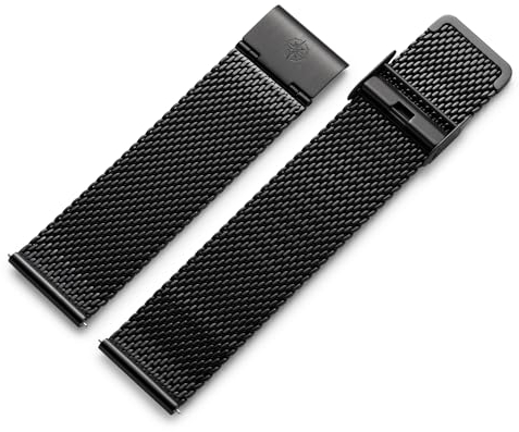 Kistanio 22 mm Milanaiseband aus Edelstahl Druckverschluss Meshband Schwarz - ME-22-BK