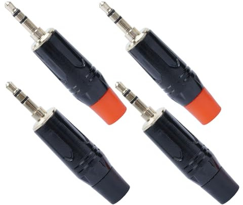 4 PCS Fiches Stéréo de 3,5 mm( 1/8), Adaptateurs de Prises Casque Stéréo, Connecteurs de Câble Audio à Souder, Adaptateur de Jack Stéréo, Adaptateur Jack Stéréo pour Casque/Haut-parleur (Noir/Rouge)