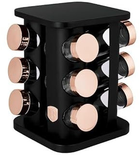 BERLINGER HAUS Gewürzkarussell 13-teilig Black Rose | Platzsparend und Stilvoll