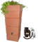 Regentonne Regenfass Ecktonne Regenspeicher Regenwasserbehälter mit Fallrohrfilter, Regenfilter T33 braun FROSTSICHER - Moderne Eck-Regenwassertonne mit stabilem Deckel als Pflanzschale