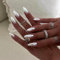 24pcs Lang Mandel Press on Nails Weiß Aurora Gradient Künstliche Nägel Zum Aufkleben Französische Reine Farbe Vollabdeckung Falsche Nägel, Kunstnägel Natürliche für Nail Art (Weißer Perlmutt, 24x)
