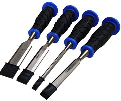 QZHDX Wood Chisel Set,Woodworking Carving Hand Tools with Soft-Grip Handles,8mm, 12mm, 18mm and 24mm Carpenter Carving Gouge (4 Pieces)
