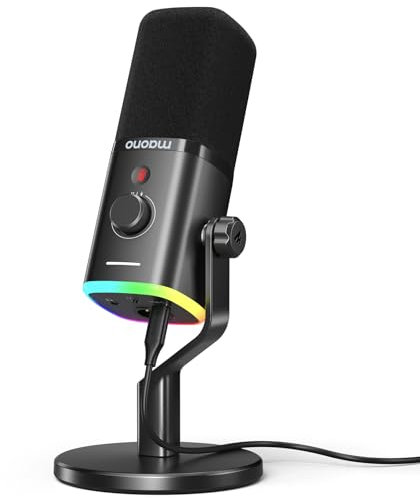 MAONO Micrófono Gaming Dinámico: Micrófono USB/XLR para Streaming y Podcasting, Microphone con Software, botón de Silencio y Ganancia, para Grabación de PC Gaming, PS4 PS5, PD100X