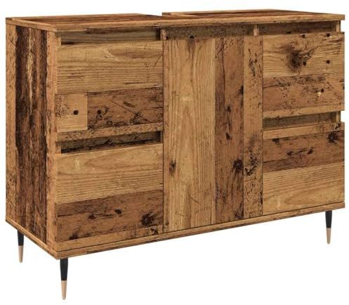 vidaXL Badschrank Altholz-Optik 80x33x60 cm Holzwerkstoff
