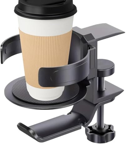 portavasos para Escritorio, portavasos de Escritorio - Soportes para Bebidas de Escritorio de aleación de Aluminio - Portavasos con Abrazadera giratoria de 360°, Accesorios de Escritorio para Juegos,