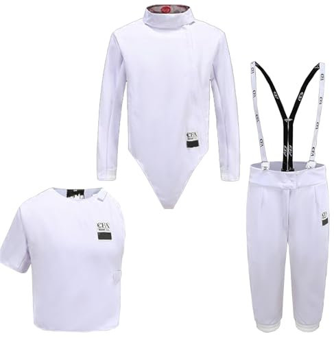 ZPRYZHD 350N Fechtsportuniformanzug, Unisex-Jacken-Hosen-Westen-Set für Florettdegen-Säbel, für Rechtshänder(50#)