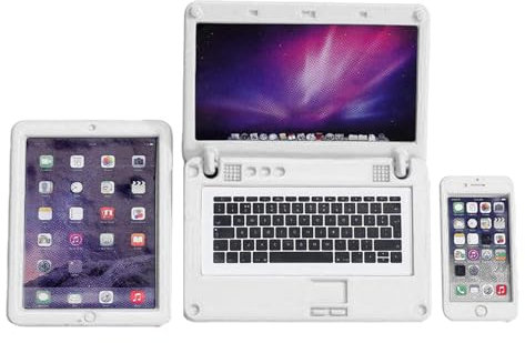 Puppenhaus Zubehör,Wichtel Deko Puppenhaus Möbel,3-Stückiges Set mit Mini Laptop Tablet und Handy in Weiß für 1:12-Skala,Ideal für Puppenhausdekoration und Szene-Simulation,Miniatur Puppenhaus Zubehör