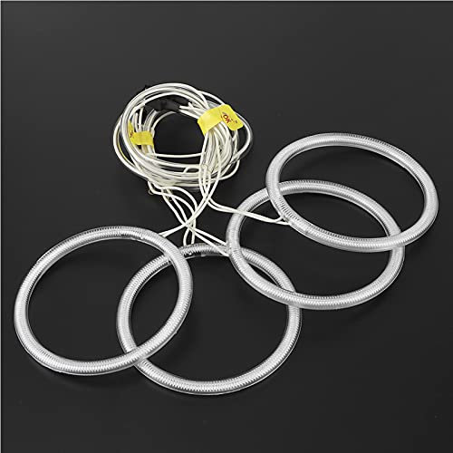 Acouto Faros delanteros con forma de ojos de ángel blancos, anillos de halo LED de alta intensidad, elegantes, diseñados para automóviles E46 con material acrílico y ABS, 4 piezas