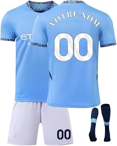 Personnalisé Maillot de Foot Enfant et Adultes 24/25 GarçOns et Jeunesse Domicile/Extérieur ensemble foot,print avec Votre Nom Numéro ,Tenue d'entraînement de foot Homme avec Short Et Chaussettes