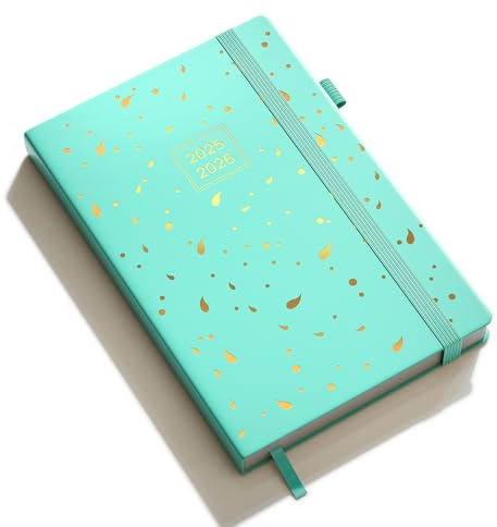 DeDe Bee Kalender 2025-2026 Wochenplaner, Terminplaner buchkalender, A5 Gebundene Ausgabe Tagebuch, Mehrsprachiges, 1 Woche 2 Seiten, Juli 2025 - Dezember 2026 (Cyan)