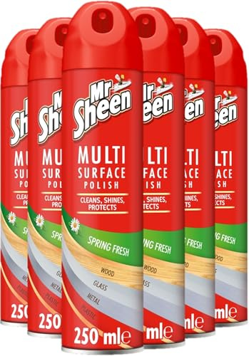 Mr Sheen Multi-Surface Polish Spring Fresh 250ml Pack of 6 | Packaging May Vary