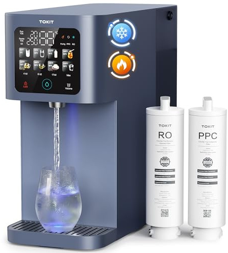 TOKIT T1 Ultra Osmosi Inversa Sistema da Banco, (5-100 °C) Erogatore di Acqua Calda e Fredda, Refrigeratore d'Acqua con 8 Impostazioni di Temperatura, Rapporto di Purezza 3:1 (T1 Ultra)
