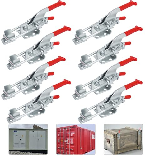 8Pcs Loquet à Bascule en Métal,8 Stück Kniehebelspanner,350 Kg/771 lbs Selbsthemmend Schnellspanner Knebelklemme,Spannverschluss Groß Verstellbar Quick Fixture Schnalle