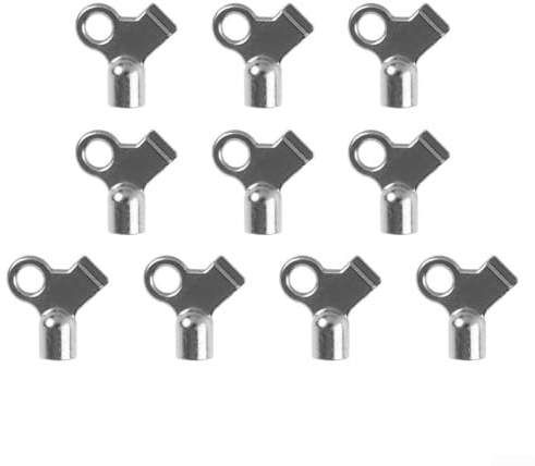 10 Radiator Bleed Keys Designed for Various Valve Sizes in Plumbing Applications