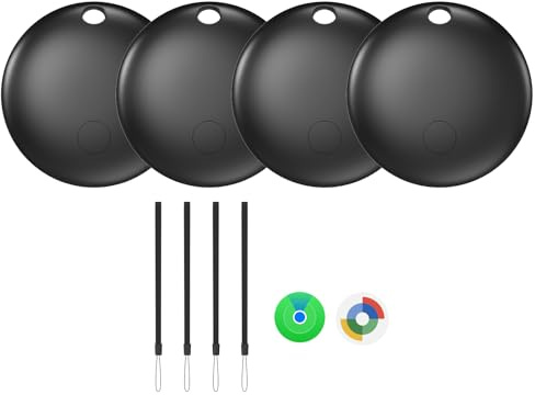 GPS Tracker Tag 4-Pack - Android Smart Tag Kompatibel mit Apple Wo ist? Und Google Mein Gerät Finden APP, Wasserdichter Gegenstandssucher, Bluetooth-Schlüsselfinder für Geldbörse, Gepäck