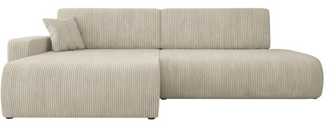 Mirjan24 Ecksofa Pixalo O Cord, Design Eckcouch, Couch mit Schlaffunktion und Bettkasten, Wohnlandschaft, Bettfunktion L-Form Sofa (Poso 100, Seite: Links)