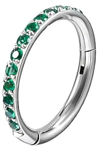 Hoisy Titan Nasenpiercing Ring für Damen 16G 1,2x10mm, Hoop mit Zirkonia, Silber Blau Rot Weiß Nasenpiercing Nasenring