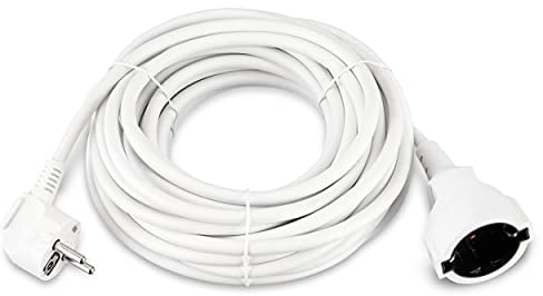 REV Verlängerungskabel - Verlängerung 10m mit Winkelstecker, 3680W, weiß