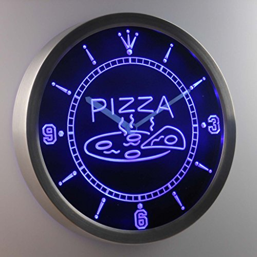 ADVPRO nc0244-b Open Hot Pizza Cafe Restaurant Neon Sign LED Wall Clock Uhr Leuchtuhr/Leuchtende Wanduhr