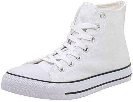Fitters Footwear That Fits Damas Zapato de Lona Canvas Tela Zapato de Lona de Lino con Suela de Goma Vulcanizada (39 EU, Blanco)
