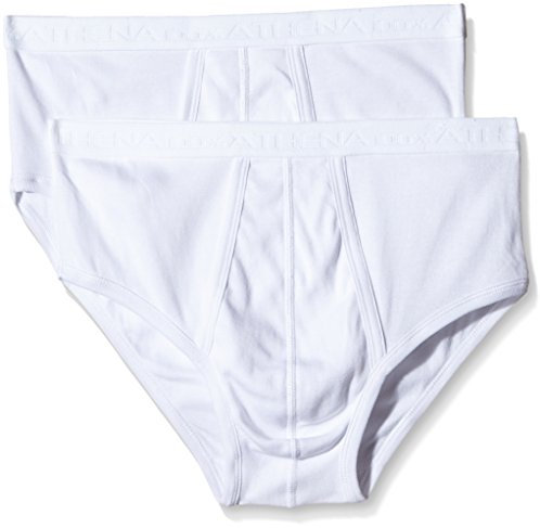 ATHENA Cotone Bio Slip a Vita Alta Aperto Pantaloni, Bianco (Blanc), XXL (Pacco da 2) Uomo