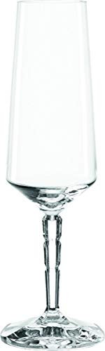 Leonardo Spiritii 022746 Lot de 6 verres à champagne avec manche à facettes lavables au lave-vaisselle 230 ml