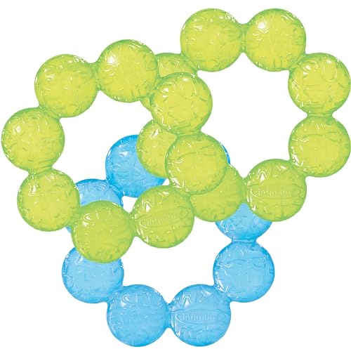 Infantino Water Teethers – Sensory Exploration, Teething, Cooling & Massaging Relief for Sore Gums, Lime & Blue, 3-Pack