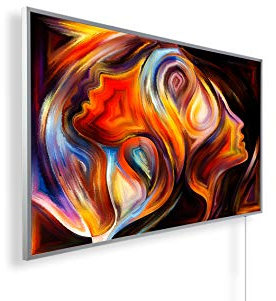 Könighaus 1000W Infrarotheizung mit Bild in HD Qualität ✓ inkl. Smart Thermostat ✓ 5 Jahre Garantie ✓ Doppelter überhitzungsschutz ✓ Infrarot Wandheizung ✓ Motiv: 143. Abstrakte Gesichter