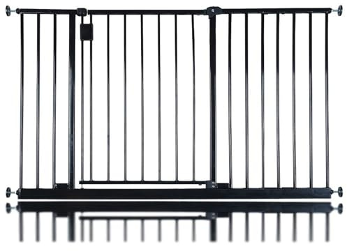 Bettacare Extra Wide Hallway Dog Gate, 122cm - 128cm, Black, Pressure Fit Pet Gate, Puppy Safety Barrier for Hallways and Wide Spaces, Easy Installation