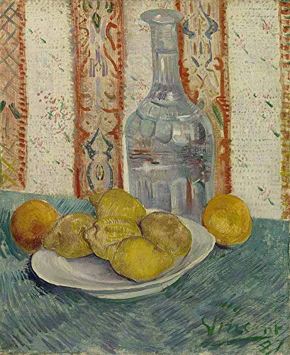 FAN C. Van Gogh - Decanter And Lemons On A Plate Canvas Wall Art Rolled 50X60 cm - Still Life Paintings Reproductions Prints