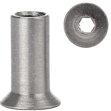 FASTON® Hülsenmuttern mit Senkkopf und Innensechskant M4 Edelstahl A1 VA (4 Stück) Hülsenmutter ISK Mutter Distanzhülsen Rostfrei Hülsen