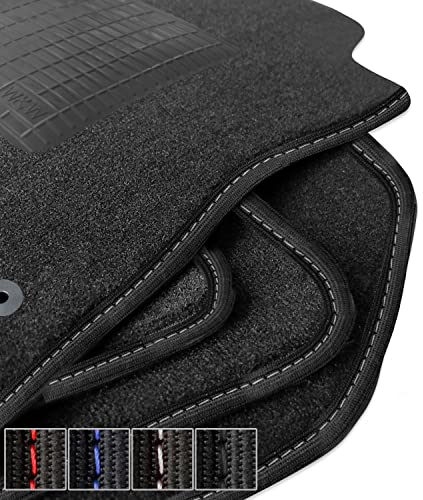 moto-MOLTICO Premium Auto Velours Autoteppiche Schwarz Automatten passend für Opel Adam 2012-2019, Corsa D 2006-2014 - Weiße