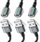 3 x 1 m PLATINUM Nylon magnetico USB cavo di ricarica rapida Quick Charge 3.0 cavo dati – 3 cavi senza spina