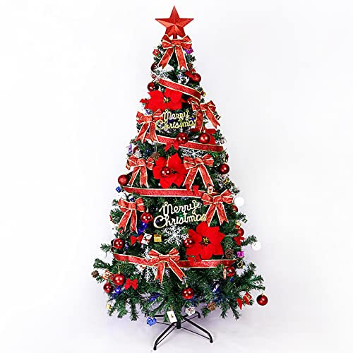 ASDNN Décorations de Vacances exquises, adaptées aux Affaires à Domicile, Arbre de Noël avec des Ornements de Cadeaux de guirlandes Lumineuses, Arbre de Noël géant de 1,8 m (Rouge)