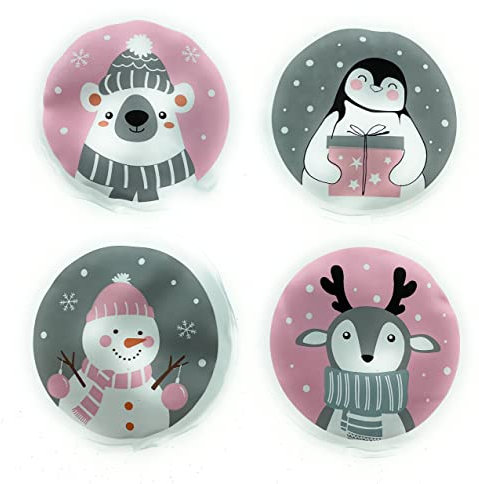 MC-Trend 4er Set Handwärmer Taschenwärmer wiederverwendbar Tiere Kinder Wichtelgeschenk Adventskalender Weihnachten knicken Hosentasche Geschenk Wärmepad knickpads thermopad (4er Set Winter Tiere)