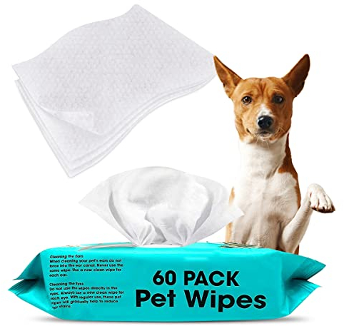 WINSOME Pet Wipes for Dogs Paw Cleaner and Cat Cleaning Wipes – Pack of 60 Wipes Moisturized & Antibacterial Grooming Wipes for Dogs with Vitamin E (Pack of 60 Wipes)