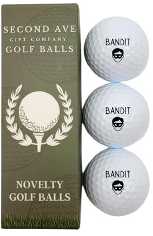 Second Ave Pack of 3 Joke Funny Golf Balls Bandit Father's Day Christmas Birthday Golfer Gift