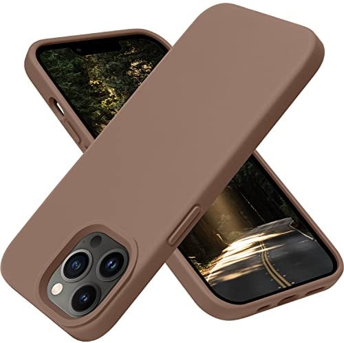 OTOFLY for iPhone 13 Pro Max Case [Compatible with MagSafe] Full-Body Silicone Shockproof Slim Thin Phone Case for iPhone 13 Pro Max 6.7 inch (Light brown)