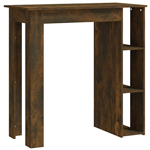 vidaXL Bartisch mit Regal Bartresen Stehtisch Tresentisch Bistrotisch Küchentisch Loungetisch Tisch Räuchereiche 102x50x103,5cm Holzwerkstoff