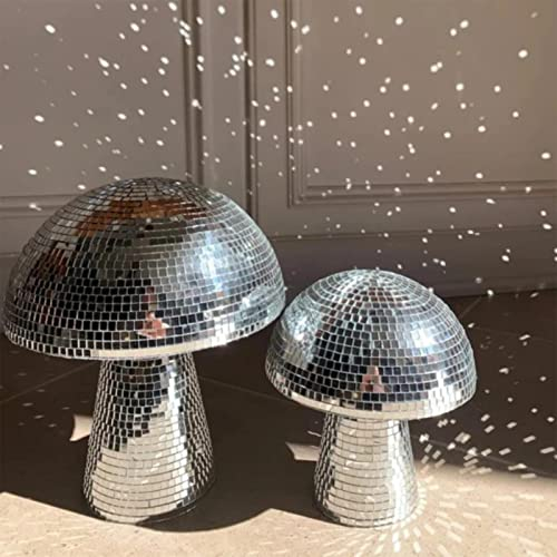 PW TOOLS Spiegel-Pilz-Disco-Kugel, Pailletten, Funkelnde Pilzform, Tischskulptur, Styropor und verspiegelte Glas-Pilz-Disco-Kugel, für -KTV-Kunstdekorationen, Partyzubehör
